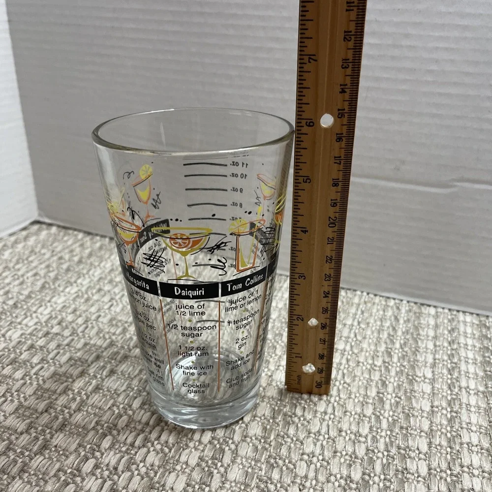 Vintage Style Cocktail Recipe Mixing Glass 12oz Measured Barware‎